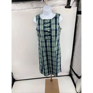 Talbots Plaid Ruffle Front Sleeveless Shift Dress Size 4